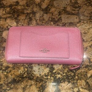 Coach Rose Pink Zip-Around Wallet
